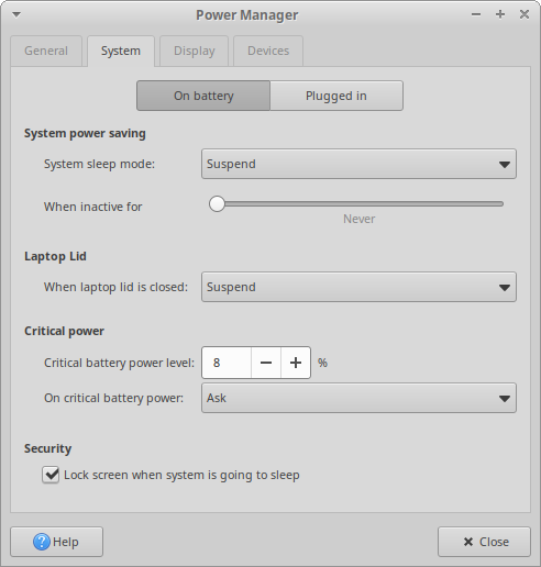 Power Manager Settings