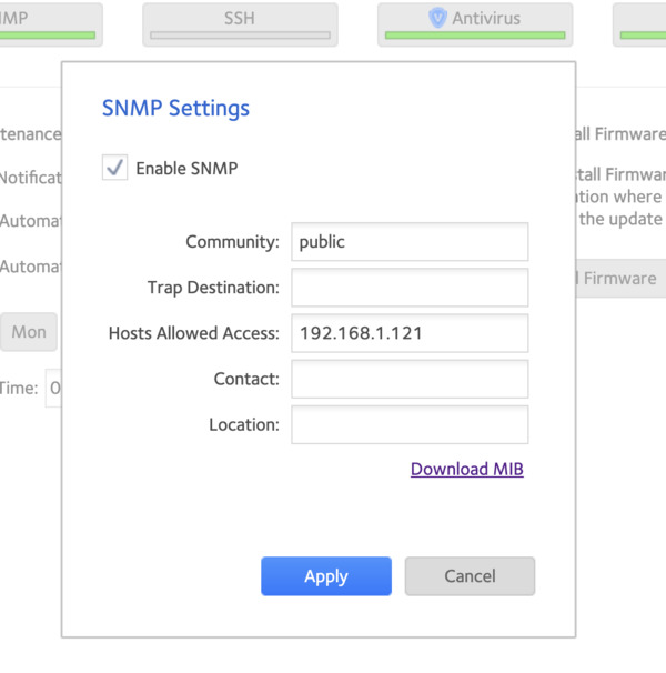 ReadyNAS SNMP settings